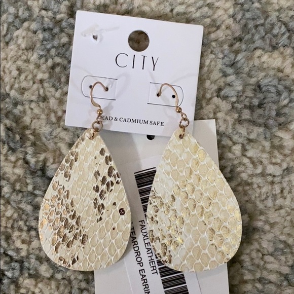 Faux Leather Teardrop Earrings - Picture 1 of 2